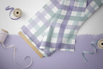Lade das Bild in den Galerie-Viewer, Supersoft Premium BIO French Terry "Eukalyptus lavender" Gingham 0,5 m