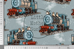 Lade das Bild in den Galerie-Viewer, Supersoft Premium BIO French Terry "Chooo Chooo" Big Train groß 0,5 m