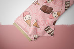 Lade das Bild in den Galerie-Viewer, Supersoft Premium Frottee Jersey "Eis Liebe" rosa groß 0,45 m Rest