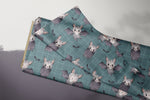 Lade das Bild in den Galerie-Viewer, Supersoft Premium BIO French Terry "Fledermäuschen" teal klein 0,5 m