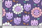 Lade das Bild in den Galerie-Viewer, Supersoft Premium BIO French Terry "Flowerbabys" lila groß 0,5 m