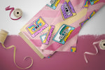 Lade das Bild in den Galerie-Viewer, Frottee Jersey "Happy Tape" pink groß 0,5 m Lager