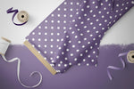 Lade das Bild in den Galerie-Viewer, Supersoft Premium BIO French Terry "Reh Lina" lila Dots 0,5 m