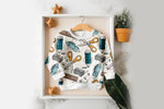 Lade das Bild in den Galerie-Viewer, Supersoft Premium BIO French Terry "ABCDEFG" Schreibzeug Teal groß 0,5 m