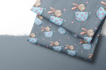 Lade das Bild in den Galerie-Viewer, Frottee Jersey "Tassenhase" blau 0,5 m