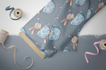 Lade das Bild in den Galerie-Viewer, Frottee Jersey "Tassenhase" blau 0,5 m
