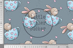 Lade das Bild in den Galerie-Viewer, Frottee Jersey "Tassenhase" blau 0,5 m