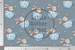 Lade das Bild in den Galerie-Viewer, Frottee Jersey "Tassenhase" blau 0,5 m