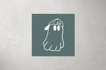 Lade das Bild in den Galerie-Viewer, Kunstleder Patch "Ghost with Cap" teal 3,5 x 3,5 cm