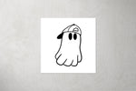 Lade das Bild in den Galerie-Viewer, Kunstleder Patch "Ghost with Cap" weiß 3,5 x 3,5 cm