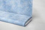 Lade das Bild in den Galerie-Viewer, Premium BIO French Terry "Jeansoptik" Drache Light Blue klein 0,1 m