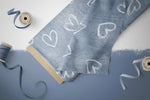Lade das Bild in den Galerie-Viewer, Premium BIO French Terry "Jeansoptik LMS Herzen Denim" Washed 0,1 m