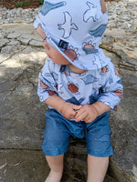 Lade das Bild in den Galerie-Viewer, Webware für Bermudashorts "Spotted Dinos" COLLECTION
