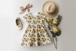 Lade das Bild in den Galerie-Viewer, Supersoft Premium BIO French Terry "Sonnenblumen" white 0,5 m
