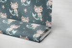 Lade das Bild in den Galerie-Viewer, Premium BIO Jersey "Coral Cat" seagreen groß 0,5 m

