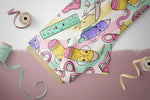 Lade das Bild in den Galerie-Viewer, Supersoft Premium French Terry "ABCDEFG" Schreibzeug Streifen groß 0,75 m Rest
