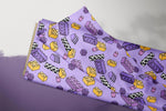 Lade das Bild in den Galerie-Viewer, Supersoft Premium Jersey "Bausteinchen lila" mittel 0,5 m
