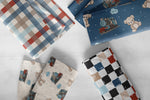 Lade das Bild in den Galerie-Viewer, Supersoft Premium BIO French Terry "Chooo Chooo" Checkerboard Kombi 0,3 m Rest
