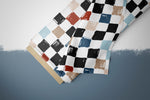 Lade das Bild in den Galerie-Viewer, Supersoft Premium BIO French Terry "Chooo Chooo" Checkerboard Kombi 0,3 m Rest
