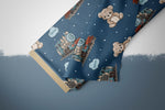 Lade das Bild in den Galerie-Viewer, Supersoft Premium BIO French Terry "Chooo Chooo" navy groß 0,5 m

