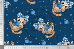 Lade das Bild in den Galerie-Viewer, Supersoft Premium BIO Jersey "Heidelbeerkätzchen" navy groß 0,5 m
