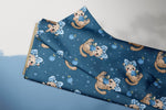 Lade das Bild in den Galerie-Viewer, Supersoft Premium BIO Jersey "Heidelbeerkätzchen" navy groß 0,5 m
