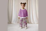 Lade das Bild in den Galerie-Viewer, Supersoft Premium BIO French Terry "Herbstwiese" magenta Herzchen 0,5 m
