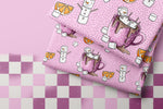 Lade das Bild in den Galerie-Viewer, Supersoft Premium BIO French Terry "Marshies" pink Chess Kombi klein 0,5 m
