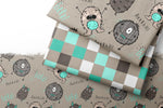 Lade das Bild in den Galerie-Viewer, Supersoft Premium BIO French Terry "Mini Monster Teal" klein 0,5 m
