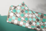 Lade das Bild in den Galerie-Viewer, Supersoft Premium BIO French Terry "Mini Monster Teal" Pixel 0,5 m
