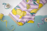 Lade das Bild in den Galerie-Viewer, Supersoft Premium BIO French Terry "Zitruszeit" lila groß 0,5 m
