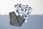 Lade das Bild in den Galerie-Viewer, Frottee Jersey "Sketched Blueberries" COLLECTION 0,5 m
