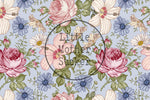 Lade das Bild in den Galerie-Viewer, Premium BIO French Terry "Vintage Flowers" delicate smoke klein 0,5 m
